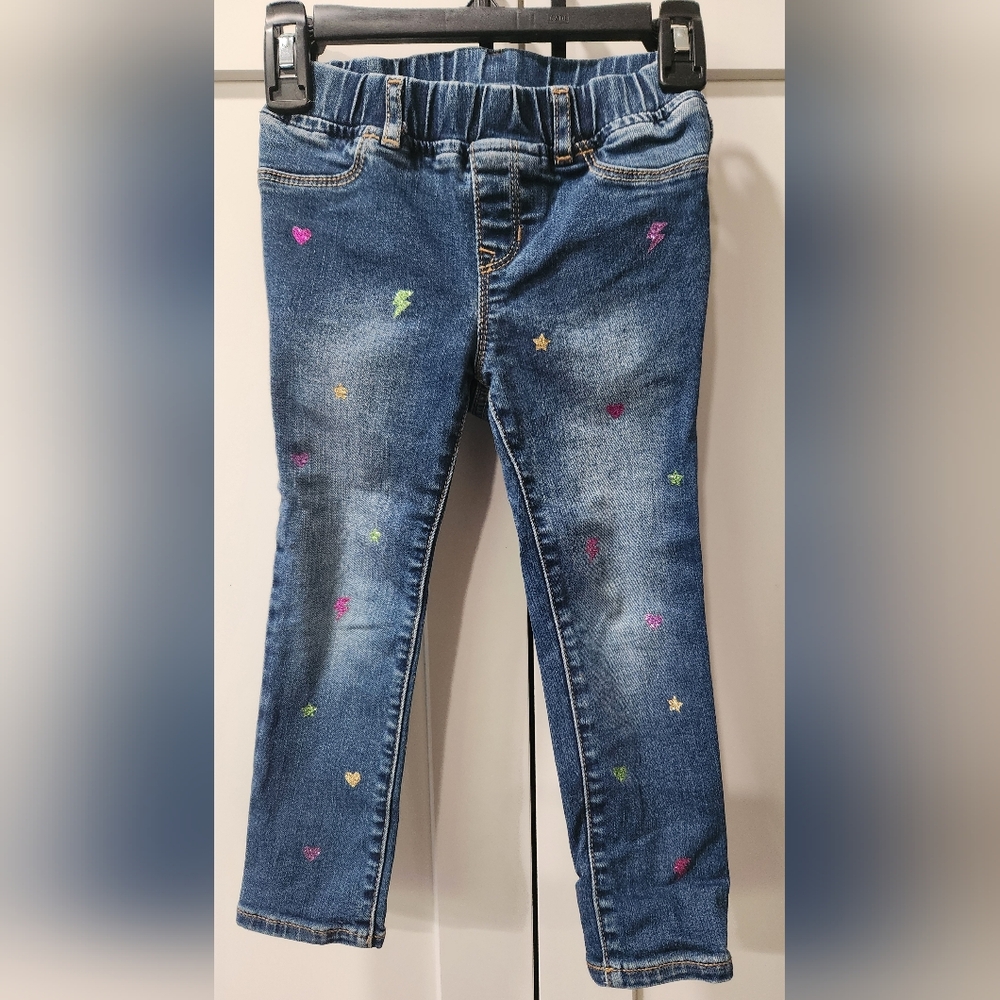 GAP Kids Blue Jeggings with Colorful Sparkle Design